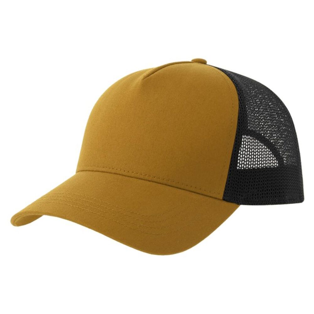 Atlantis Rapper 5 Panel Cotton Sustainable Trucker Cap / Mustard/Black